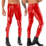 Rote Lack-Optik Wetlook-Leggings & Glanzleggings aus Leder für Herren 