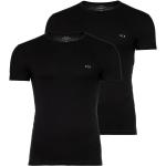 Schwarze Unifarbene Kurzärmelige Armani Exchange Rundhals-Ausschnitt T-Shirts aus Baumwollmischung für Herren Größe L 2-teilig 
