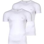 Weiße Unifarbene Kurzärmelige Armani Exchange Rundhals-Ausschnitt T-Shirts aus Baumwollmischung für Herren Größe M 2-teilig 
