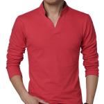 Unifarbene Langärmelige V-Ausschnitt T-Shirts aus Polyester für Herren Größe 4 XL für den für den Frühling 