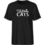 Schwarze Hellweg Druckerei Keep Calm T-Shirts mit Katzenmotiv aus Baumwolle für Herren 