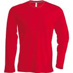 Reduzierte Rote Langärmelige KARIBAN Nachhaltige Rundhals-Ausschnitt T-Shirts aus Jersey enganliegend für Herren Größe M 