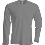 Reduzierte Graue Langärmelige KARIBAN Nachhaltige Rundhals-Ausschnitt T-Shirts aus Jersey enganliegend für Herren Größe M 