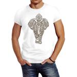 Weiße Ethno T-Shirts mit Mandala-Motiv aus Baumwolle für Herren Größe XS 