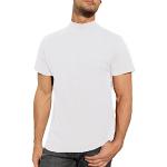 Herren-T-Shirt, Rollkragen, Baumwolle, schmale Passform, einfarbiges Oberteil, 1 weiß, XXL