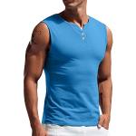 Blaue Casual V-Ausschnitt Herrenmuskelshirts & Herrenachselshirts aus Mesh Größe XL für den für den Sommer 