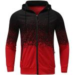 Rote Langärmelige Mini V-Ausschnitt Zip Hoodies & Sweatjacken mit Reißverschluss mit Kapuze für Herren Übergrößen für den für den Herbst 