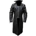 Schwarze Gothic Trenchcoats mit Reißverschluss aus Leder für Herren Größe 3 XL 