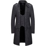 Dunkelgraue Maxi Trenchcoats lang aus Tweed Handwäsche für Herren Größe M 
