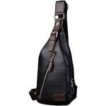Schwarze Bodybags mit Reißverschluss aus Kunstleder mit Handyfach 