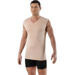 Nudefarbene Business Kurzärmelige Albert Kreuz V-Ausschnitt Kurzarm-Unterhemden mit Knopf für Herren Größe S 