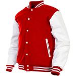 Reduzierte Rote Gesteppte Jacken mit Lederärmeln aus Leder für Herren Größe L 