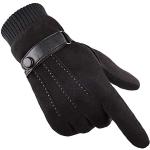 Blaue Touchscreen-Handschuhe aus Veloursleder für Herren für den für den Winter 