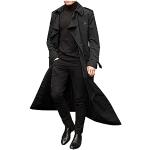 Schwarze Wasserdichte Atmungsaktive Maxi Trenchcoats lang mit Gürtel aus Pelz mit Kapuze für Herren Übergrößen für den für den Herbst 