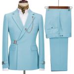 Blaue Business Hochzeitsanzüge aus Denim für Herren Größe 5 XL 2-teilig für den Bräutigam 
