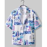 Casual Kurzärmelige Stehkragen Hawaiihemden für Herren Größe 3 XL für den für den Sommer 