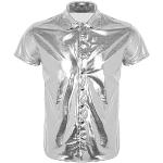 Silberne Lack-Optik T-Shirts aus Lackleder für Herren Größe 3 XL für Partys 