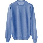 Himmelblaue Elegante Rundhals-Ausschnitt Kaschmir-Pullover aus Wolle für Herren Größe M 