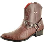 Dunkelbraune Animal-Print Spitze Cowboy-Boots & Cowboystiefeletten mit Reißverschluss für Herren Größe 41 