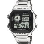 Silberne 10 Bar wasserdichte Casio Casio Collection Herrenarmbanduhren aus Silber mit Digital-Zifferblatt mit Kunststoff-Uhrenglas zum Schwimmen 