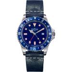 Blaue Vintage 10 Bar wasserdichte Davosa Herrenarmbanduhren aus Edelstahl mit GMT-Funktion mit Mineralglas-Uhrenglas zum Tauchen 