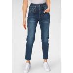 Herrlicher High-waist-Jeans »PITCH HI SLIM REUSED DENIM« Umweltfreundlich enthält recyceltes Material, blau, 32