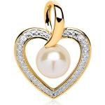 Goldene UNIQUE Herzanhänger mit Echte Perle für Damen 