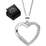 Silberne Motiv Silberketten mit Namen aus Silber mit Zirkonia graviert für Damen zum Valentinstag 