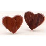 Korallenrote Motiv Herzohrstecker aus Holz für Damen 2-teilig für Brautjungfern 
