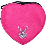 Reduzierte Pinke Trachtentaschen & Dirndltaschen mit Strass mit Reißverschluss aus Filz für Damen zum Valentinstag 