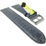 Herzog Echt Alligator | Uhrenarmband 18mm Leder grau | IRV Zertifikat, Schließe:Silbern