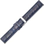 Herzog Kroko-Sport | Uhrenarmband 18mm blau Krokoleder | gepolstert, Schließe:Silbern