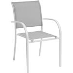 Weiße Stuhlsessel aus Aluminium stapelbar Breite 50-100cm, Höhe 50-100cm, Tiefe 100-150cm 