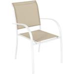 Weiße Stuhlsessel aus Aluminium stapelbar Breite 50-100cm, Höhe 50-100cm, Tiefe 100-150cm 