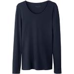 Marineblaue Elegante Langärmelige hessnatur Bio Nachhaltige T-Shirts für Damen Größe M 