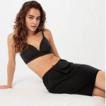 Schwarze hessnatur Vegane Nachhaltige Damenunterkleider durchsichtig ohne Verschluss Größe XS 1-teilig 