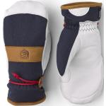 Marineblaue Elegante Hestra Damenfäustlinge & Damenfausthandschuhe aus Leder Größe 10 