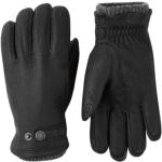Schwarze Hestra Gefütterte Handschuhe aus Leder für Herren für den für den Winter 