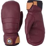 Reduzierte Bordeauxrote Hestra Lederhandschuhe aus Rindsleder für Damen Größe 6 