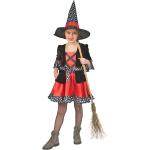 Hexen Kostüm "Dotty" für Mädchen - Schwarz Rot | Magierin Zauberin Halloween Kinderkostüm Größe: 116