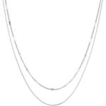 Silberne Unifarbene Minimalistische Zweireihige Halsketten & Mehrlagige Halsketten poliert aus Edelstahl für Damen 