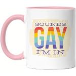 Rosa LGBT Bi Pride Lustige Kaffeetassen aus Keramik mikrowellengeeignet 