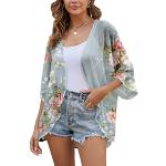 Graue Boho Ärmellose Kimono-Jacken aus Chiffon für Damen Größe XXL für den für den Sommer 