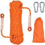 HHOOMY Outdoor-Kletterseil, Hochfestes Seil mit 10.5mm Durchmesser Sicherheitsseil Geflecht Nylon Seil, Länge 20m Fluchtseil Rettungsfallschirmseil mit 2 Karabinern, Orange