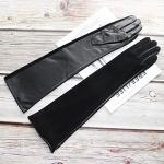 Schwarze Elegante Lederhandschuhe aus Leder für Damen Größe 8.5 für Partys für den für den Winter 