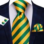 Grüne Gestreifte Krawatten-Sets Handwäsche für Herren 