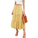 Gelbe Boho Maxiröcke aus Baumwollmischung für Damen Größe M für den für den Sommer 