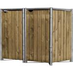 Braune Nachhaltige 2er-Mülltonnenboxen 201l - 300l imprägniert aus Holz mit Deckel 