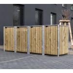 Braune Nachhaltige 4er-Mülltonnenboxen 201l - 300l imprägniert aus Holz mit Deckel 
