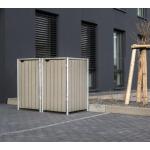 Braune 2er-Mülltonnenboxen 101l - 200l verzinkt aus Holz mit Deckel 